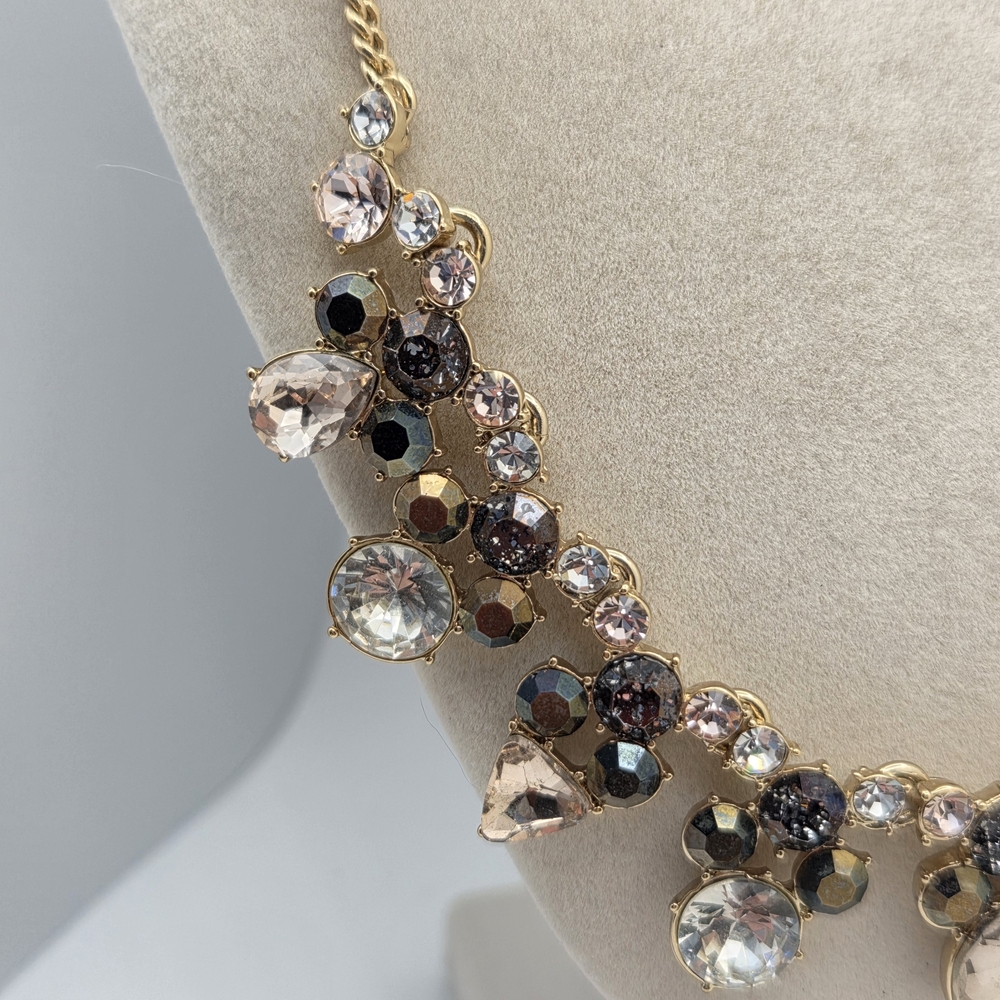 Givenchy Crystal Statement Bib Necklace Gold Tone… - image 6